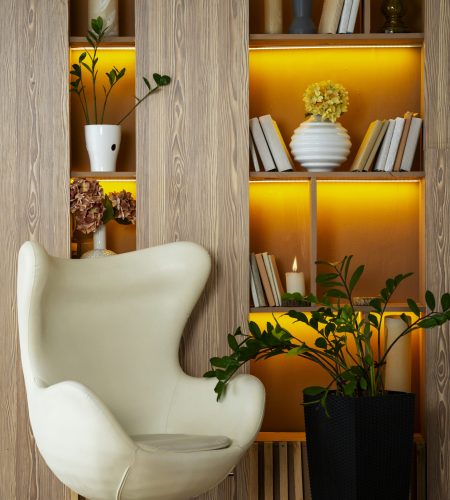 interior design with armchair potted plant